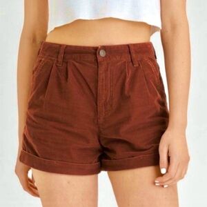 Women's High-Rise Rust Cotton Shorts